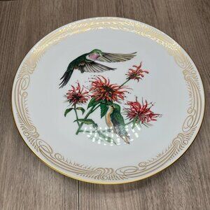 Vtg Boehm English Bone Porcelain Broad-tailed Hummingbird Plate Collection White